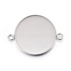 304 Stainless Steel Cabochon Connector Settings, Plain Edge Bezel Cups, Flat Round, Stainless Steel Color, Tray: 30mm, 42x32x2mm, Hole: 3mm(X-STAS-F191-15P-J)