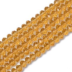 Transparent Glass Bead Strands, Faceted Rondelle, Goldenrod, 8x6mm, Hole: 1.5mm, about 68~70pcs/strand, 17 inch(GLAA-S065-8mm-36)