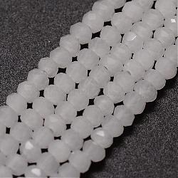 Imitation Jade Glass Bead Strands, Rondelle, Faceted, White, 2~3x2mm, Hole: 1mm, about 200pcs/strand, 17.32 inch(GLAA-K013-01)