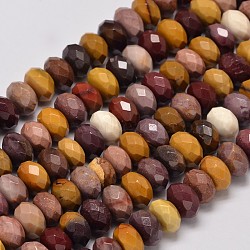 Faceted Rondelle Natural Mookaite Beads Strands, 10x6mm, Hole: 1mm; about 61pcs/strand, 15.4 inches(G-I176-23B)
