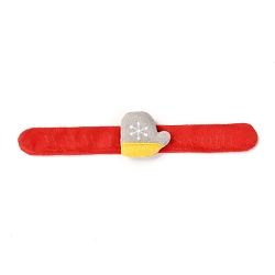 Christmas Slap Bracelets, Snap Bracelets for Kids and Adults Christmas Party, Christmas Gloves, Gray, 24.5x2.5x0.2cm(BJEW-B012-03)