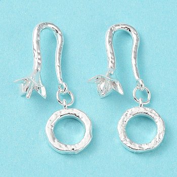 Brass Peg Bails Pendants, for Half Drilled Beads, Nickel Free, Silver, 31.5mm, Hole: 1mm, Pin: 0.9mm
