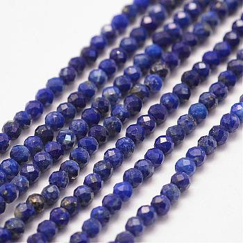 Natural Lapis Lazuli Bead Strands, Faceted, Round, 2mm, Hole: 0.5mm, about 190pcs/strand, 15.2 inch