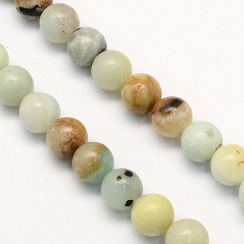 Natural Flower Amazonite Round Beads Strands, 4.5mm, Hole: 1mm, about 96pcs/strand, 15.5 inch