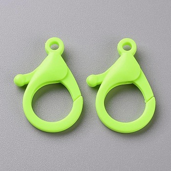 Plastic Lobster Claw Clasps, Green Yellow, 35x24.5x6mm, Hole: 3mm