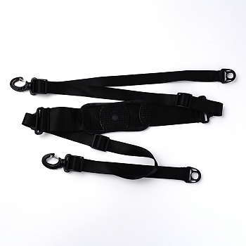 Nylon Skateboard Shoulder Straps, with Plastic Clasps, Black, 138~214x2.3~5x0.1cm
