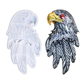 DIY Silicone Eagle Head Display Decoration Molds, Resin Casting Molds, for UV Resin, Epoxy Resin Craft Making, White, 208x113x21mm