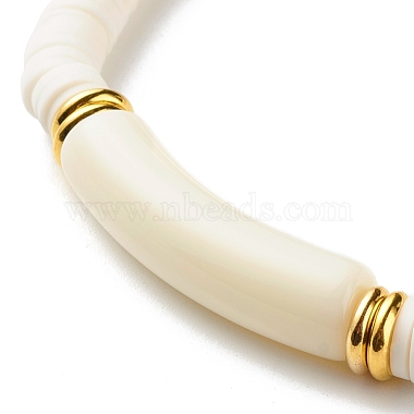 Curved Tube Acrylic Beads Stretch Bracelet for Teen Girl Women(BJEW-JB06944-01)-4