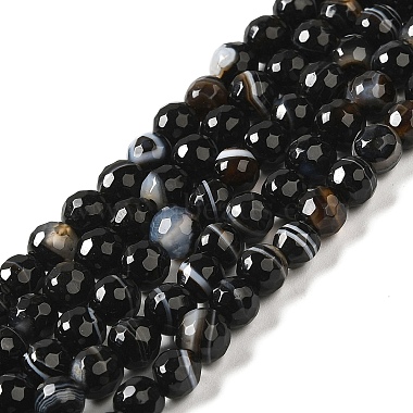 Black Round Banded Agate Beads