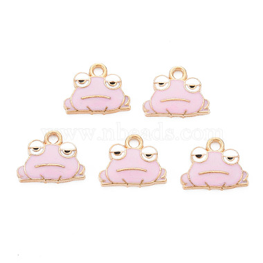 Light Gold Pink Frog Alloy+Enamel Pendants