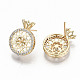 Brass Micro Pave Clear Cubic Zirconia Stud Earring Findings(KK-T062-51G-NF)-2