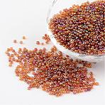Round Transparent Colors Rainbow Glass Seed Beads, Dark Goldenrod, 12/0, 2mm, Hole: 1mm, about 3306pcs/50g(X-SEED-A007-2mm-162C)