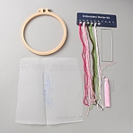 DIY Bookmarks Embroidery Kits, Including Fabric, Embroidery Thread & Needles, Plastic Embroidery Hoop, Pink, Thread: 1.2mm, 5 Colors(DIY-WH20059-26D)