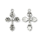 Tibetan Style Alloy Gothic Pendants, Cross, Cadmium Free & Lead Free, Antique Silver, 25x16x2mm, Hole: 2mm(LF0175Y)