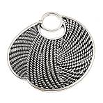 Tibetan Style Alloy Big Pendants, Irregular Woven Fan Charms, Antique Silver, 58x61x4mm, Hole: 12mm(AL-CBA5940-06AS)