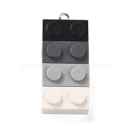 Resin Pendants, with Platinum Iron Loop, Toy Bricks, Colorful, 36x15.5x8mm, Hole: 2.6mm(RESI-E017-D03)