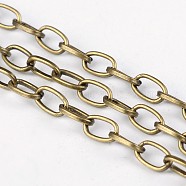 Iron Cable Chains, Unwelded, with Spool, Flat Oval, Flat Oval, Lead Free and Nickel Free, Antique Bronze, 6.9x3.8x0.9mm, about 164.04 Feet(50m)/roll(CHT027Y-AB)