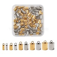 304 Stainless Steel Cord Ends, Golden & Stainless Steel Color, 74x72x17mm, 100pcs/box(STAS-TA0004-09)