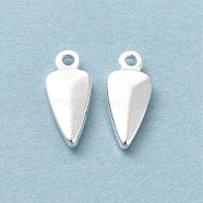 Brass Charms, Cadmium Free & Lead Free, Teardrop Charm, 925 Sterling Silver Plated, 10.5x4.5x2mm, Hole: 1mm(KK-H442-30S)