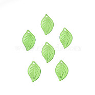 Transparent Acrylic Pendants, Leaf, Lime Green, 17.5x11x1.5mm, Hole: 1.5mm, about 3000pcs/500g(TACR-T012-06)