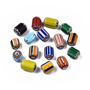 Handmade Millefiori Lampwork Beads, Column, Mixed Color, 8~13x7~9mm, Hole: 1.2~3mm(LAMP-S197-009)