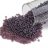 TOHO Round Seed Beads, Japanese Seed Beads, (110B) Transparent Luster Medium Amethyst, 11/0, 2.2mm, Hole: 0.8mm, about 1110pcs/10g(X-SEED-TR11-0110B)