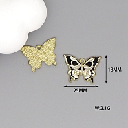 Alloy Enamel Pendants, Golden, Butterfly with Skull Charm, Black, 18x25mm(PW-WG22628-02)