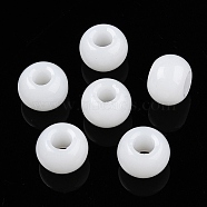 Glass European Beads, Large Hole Beads, Rondelle, White, 14.5~15x10.5mm, Hole: 5.5~6mm(GDA006-13)