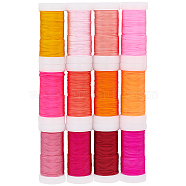 12 Rolls 12 Colors Nylon Cord, for Chinese Knotting, with PET Box, Mixed Color, 0.8mm, about 21.87 Yards(20m)/roll, 1 color/roll(OCOR-WH0066-69A)