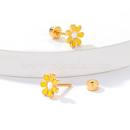 Real 18K Gold Plated Stainless Steel Stud Earrings for Women, Daisy Flower, Yellow, No Size(TL9676-2)
