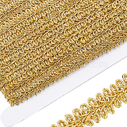 15 Yards Metallic Lace Trims, Polyester Centipede Lace Ribbon, with 1Pc Cardboard Display Card, for Sewing Decoration, Gold, 12~13mm(OCOR-GF0003-23B)