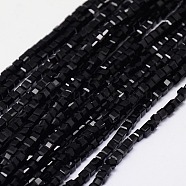 Glass Beads Strands, Faceted, Cube, Black, 2x2x2mm, Hole: 1mm, about 198pcs/strand, 16.3 inch(X-EGLA-J028-2x2mm-02)