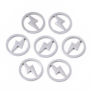 201 Stainless Steel Charms, Laser Cut, Ring with Lightning, Stainless Steel Color, 12x1mm(STAS-N091-106)