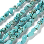 Dyed & Heated Natural Turquoise Beads Strands, Nuggets, Tumbled Stone, 4.5~11.5x3~7x3.5~6mm, Hole: 1~1.2mm, about 48~68pcs/strand, 15.35~15.94''(39~40.5cm)(G-P497-01C-17)