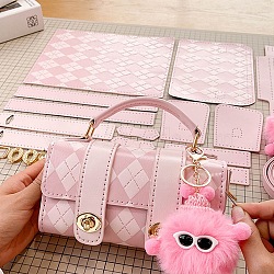 DIY Shoulder Tote Bags Kits, Including PU Leather Bag Materials, Pink, 1200mm(PW-WG4EB0F-02)