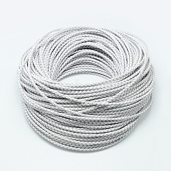 Leather Braided Cord, White, 5mm, about 54.68 yards(50m)/bundle(WL-Q005-5mm-2)