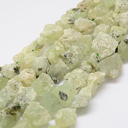 Raw Rough Natural Prehnite Beads Strands, Nuggets, 15~20x14~18x10~14mm, Hole: 1mm, about 25pcs/strand, 14.9 inch(38cm)(G-F403-14)