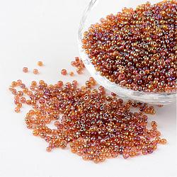 Round Trans. Colors Rainbow Glass Seed Beads, Dark Goldenrod, 
Size: about 2mm in diameter, hole:1mm, about 3306pcs/50g(X-SEED-A007-2mm-162C)