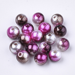 Rainbow ABS Plastic Imitation Pearl Beads, Gradient Mermaid Pearl Beads, Round, Coconut Brown, 4x3.5mm, Hole: 1.2mm, about 18000pcs/500g(OACR-Q174-4mm-12)