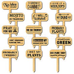 Wood Plant Labels, for Seed Potting, Herbs, Flowers, Vegetables, Funny, Word, 70x50x3mm, 15pcs/set(WOOD-WH0500-001)