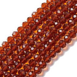 Handmade Glass Beads, Faceted Rondelle, Dark Goldenrod, 10x7mm, Hole: 1mm, about 70~72pcs/strand(G02YI063)