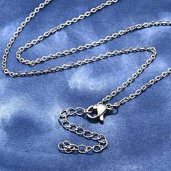 Non-Tarnish 304 Stainless Steel Cable Chain Necklace, with Lobster Claw Clasps, Stainless Steel Color, 17.9 inch(45.5cm), 1.6mm(X-STAS-T040-PJ204-45)