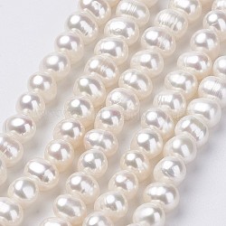 Natural Cultured Freshwater Pearl Beads Strands, Potato, Old Lace, 8~9x7~10mm, Hole: 0.5mm, about 52pcs/strand, 15.7 inch(PEAR-D187-08)