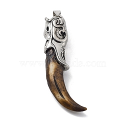 Tibetan Style Alloy Resin Big Pendants, Horn Charms, Camel, Antique Silver, 61x23x12mm, Hole: 8x4.5mm(TIBE-L012-035AS)