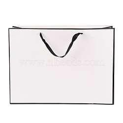 Rectangle Paper Bags, with Handles, for Gift Bags and Shopping Bags, White, 35x48x0.6cm(CARB-F007-02H-01)