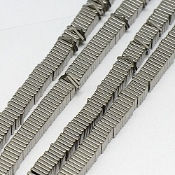 Electroplate Non-magnetic Synthetic Hematite Heishi Beads Strands, Thin Slice Flat Square Beads, Grade A, Silver Plated, 3x3x1mm, Hole: 1mm, bout 400pcs/strand, 16 inch(G-J171A-3x3mm-02)
