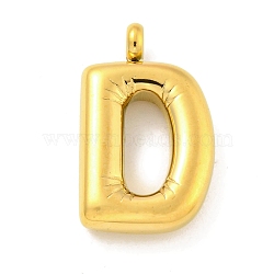 Ion Plating(IP) 304 Stainless Steel Pendants, Letter Charm, Golden, Letter D, 26x16x5.5mm, Hole: 3mm(STAS-C102-16G-D)