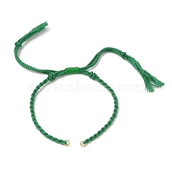 Braided Cotton Cord Bracelet Making, with Golden Tone Brass Jump Rings, Green, 6-3/4~10-3/8 inch(17~26.5cm)(MAK-L043-02G-12)