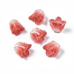 Plastic Beads, Flower, Salmon, 13~15x13.5~15x13.5~15mm, Hole: 0.8mm(KY-N015-037D)