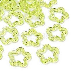 Transparent Acrylic Beads, Flower, Green Yellow, 30x30.5x5mm, Hole: 1.8mm, about 340pcs/500g(MACR-S373-24-B06)